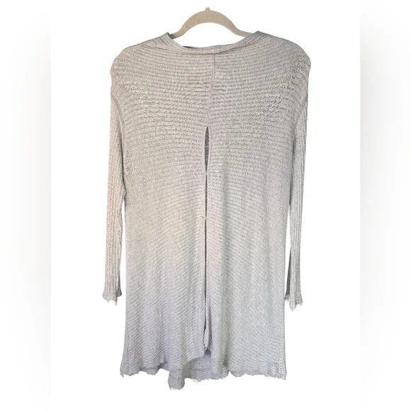 Free People We The Free Gray Cowl Funnel Neck Ribbed Longline Sweater Gray Med - Picture 2 of 5